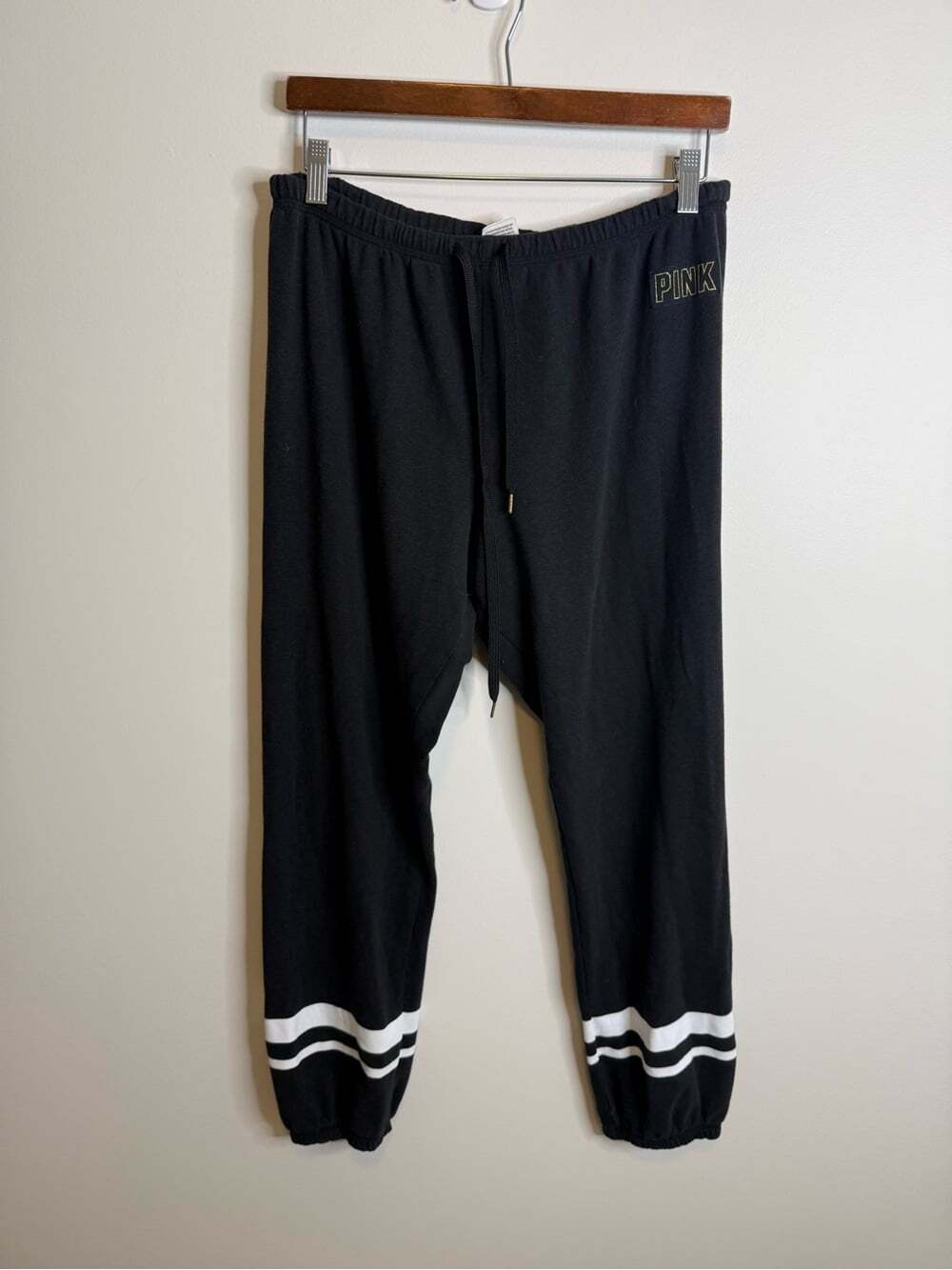 PINK Victoria's Secret Black Sweatpants with White Logo Tag